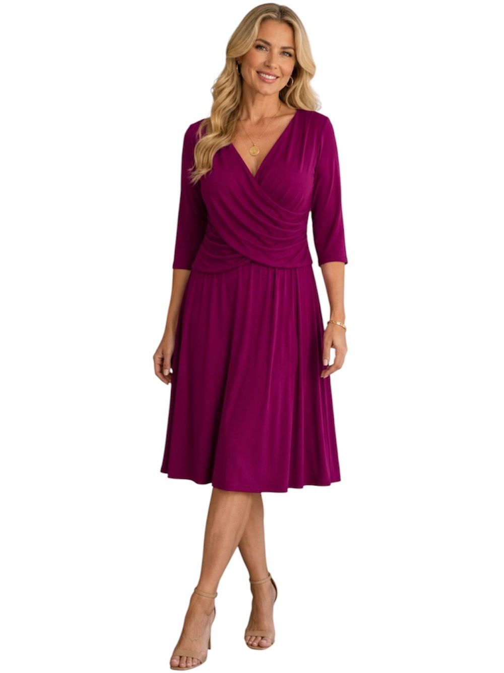 B-Slim 1X Fusha Dress NWT Plus Size 3/4 Sleeve Body Shaping Stretch Bodycon New